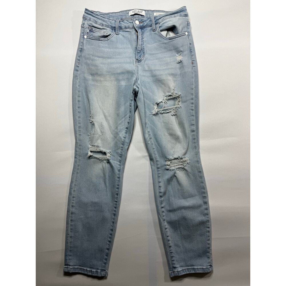 Judy Blue Women's Boyfriend Fit Distressed Stretch Blue Jeans - Size 30x27*